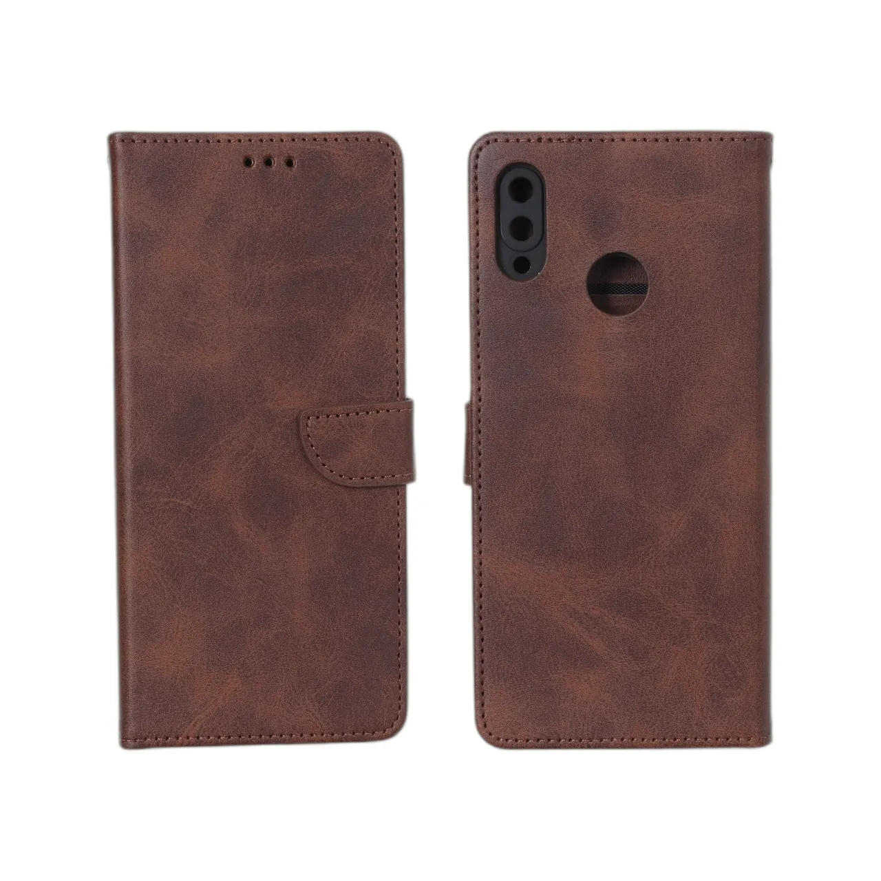 کیف چرمی موبایل مگنتی محافظ لنزدار Huawei Y7 Prime (2019) / Huawei Y7 (2019) - قهوه ای