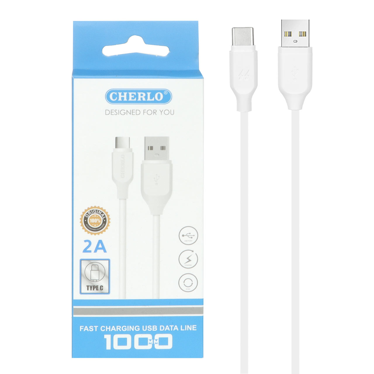 کابل شارژ CHERLO Type-C مدل CH-TC01 - سفید - SMO