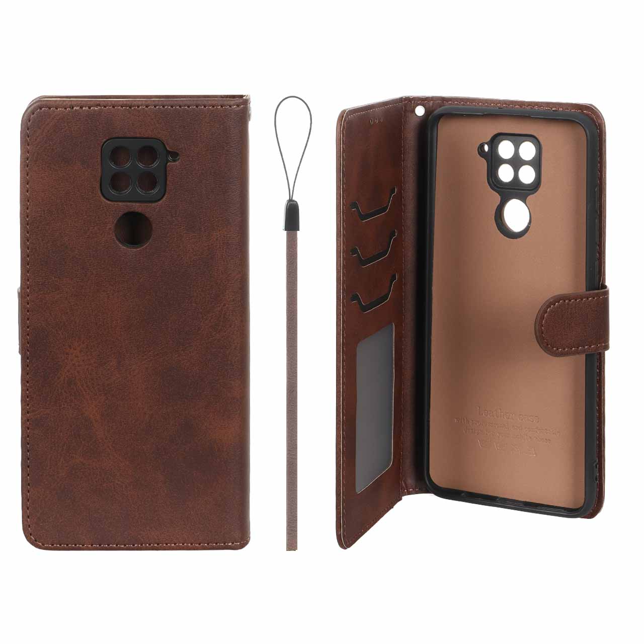 کیف موبایل مگنتی درجه یک داخل خز MNC Plus مدل Xiaomi Redmi Note 9 / Redmi 10X 5G / Redmi 10X Pro 5G - قهوه ای