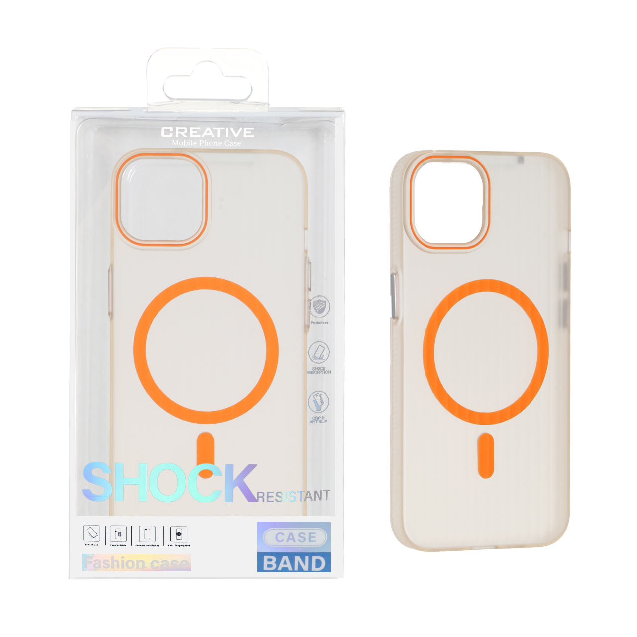 قاب اورجینال کرکره ای مات Magsafe مدل Apple iPhone 13 / iPhone 14 - نارنجی (پک دار)