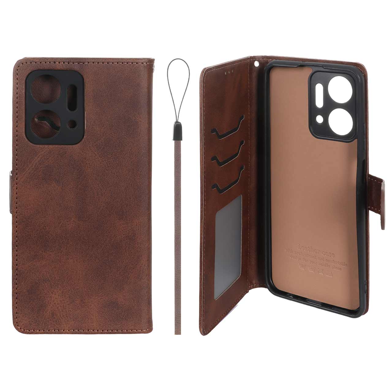 کیف موبایل مگنتی درجه یک داخل خز MNC Plus مدل Honor X7a - قهوه ای