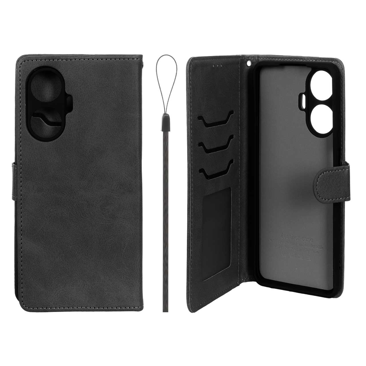 کیف موبایل مگنتی درجه یک داخل خز MNC Plus مدل Realme C55 - مشکی