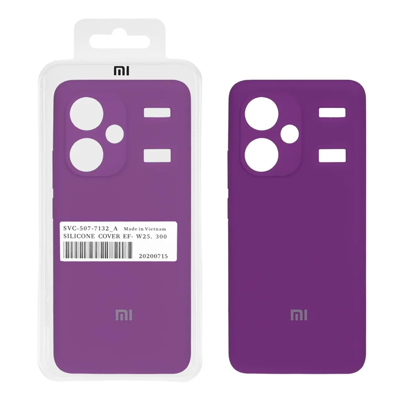 قاب سیلیکونی پاک کنی اورجینال درجه یک Xiaomi Redmi Note 13 Pro Plus - ارغوانی (پک اصلی)