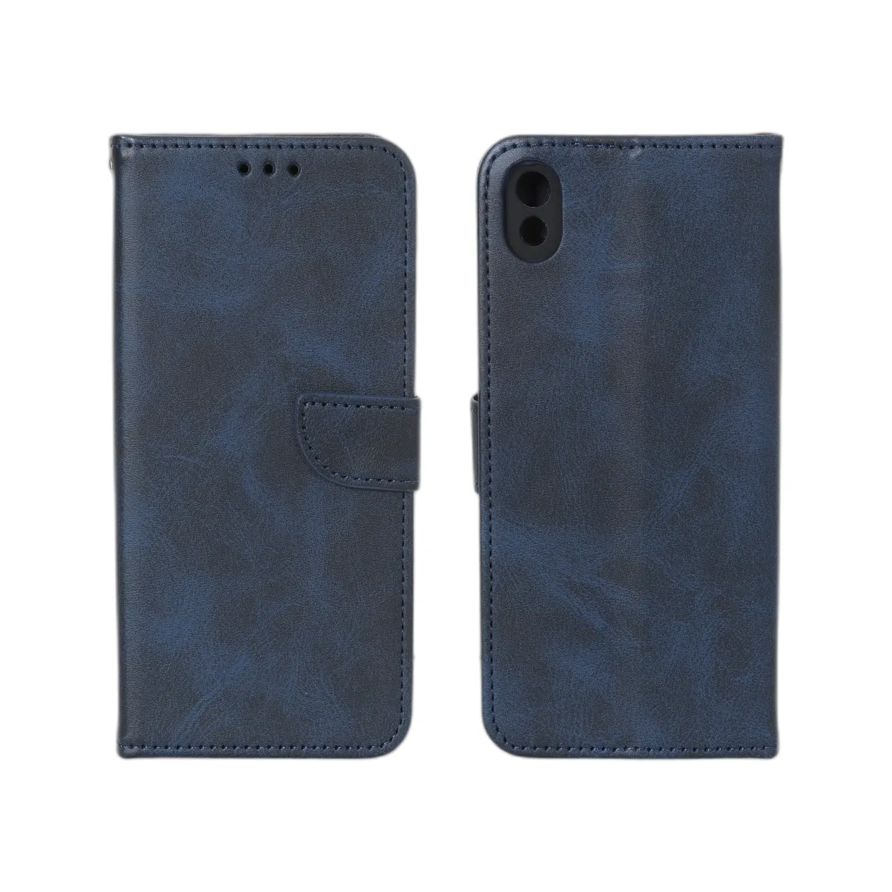 کیف چرمی موبایل مگنتی محافظ لنزدار Huawei Y5 (2019) / Y5 Prime (2019) / Honor 8s - سرمه ای