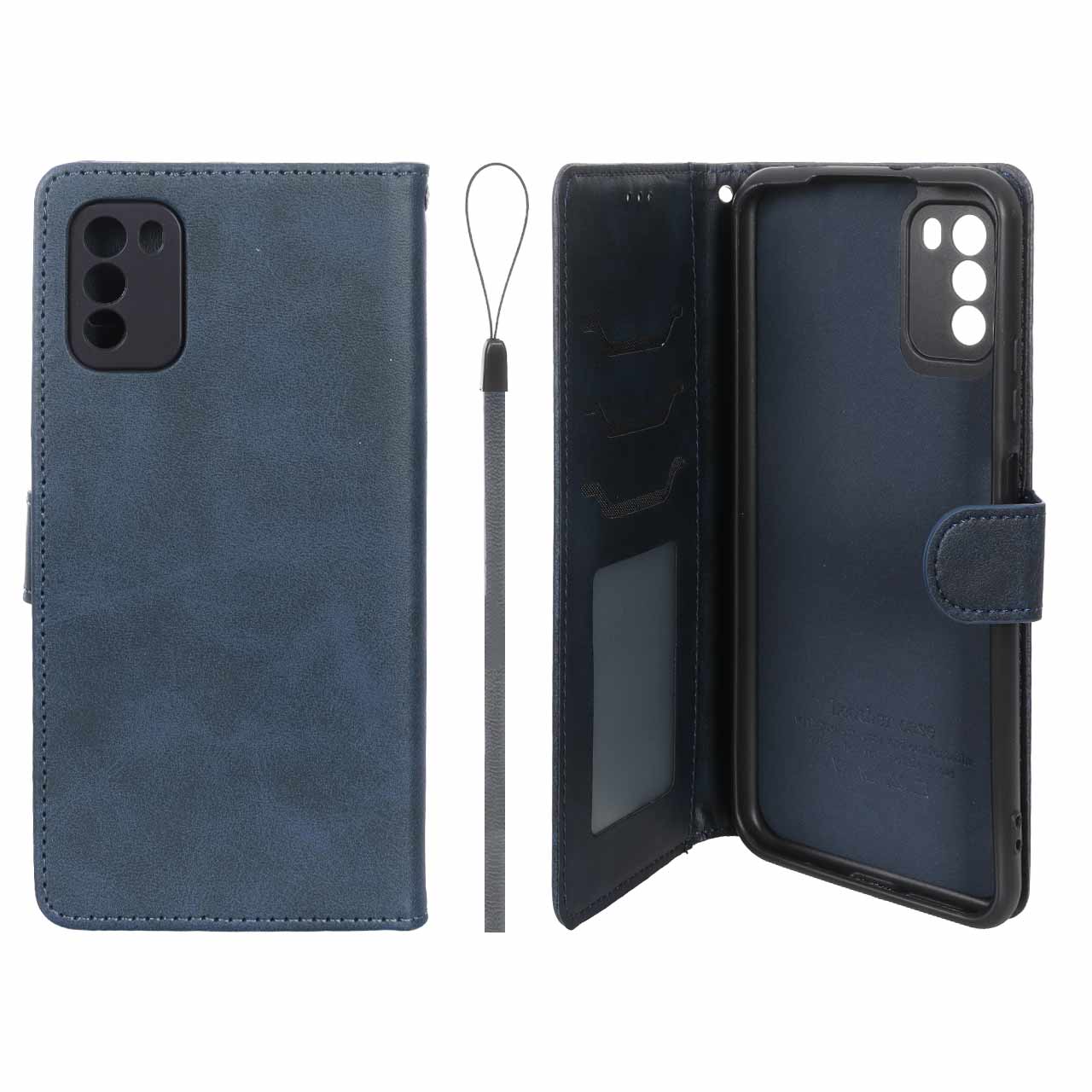 کیف موبایل مگنتی درجه یک داخل خز MNC Plus مدل Xiaomi Poco M3 - سرمه ای