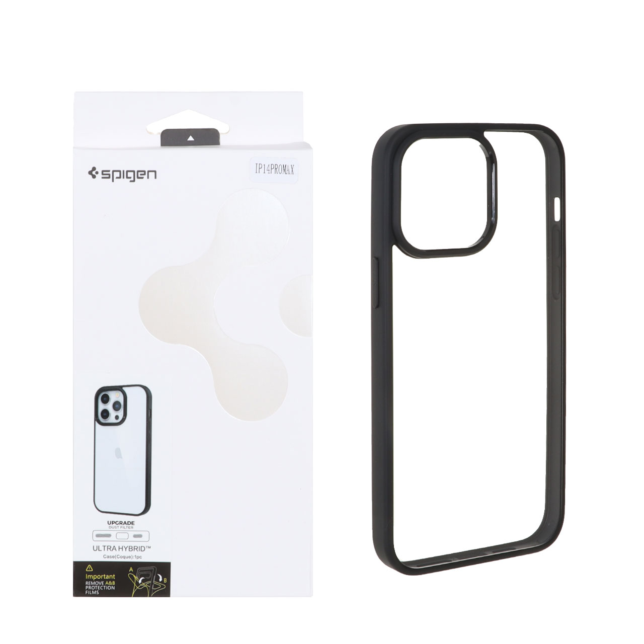 قاب اورجینال Spigen با توری اسپیکر فلزی Apple iPhone 14 Pro Max - شفاف مشکی (پک دار)