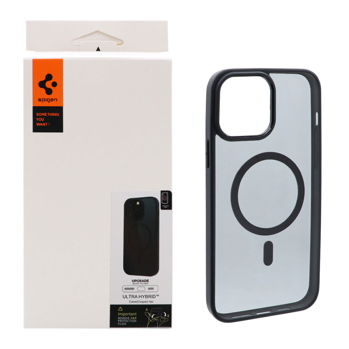 قاب اورجینال Magsafe Spigen با توری اسپیکر فلزی Apple iPhone 13 Pro Max - مشکی (پک دار)