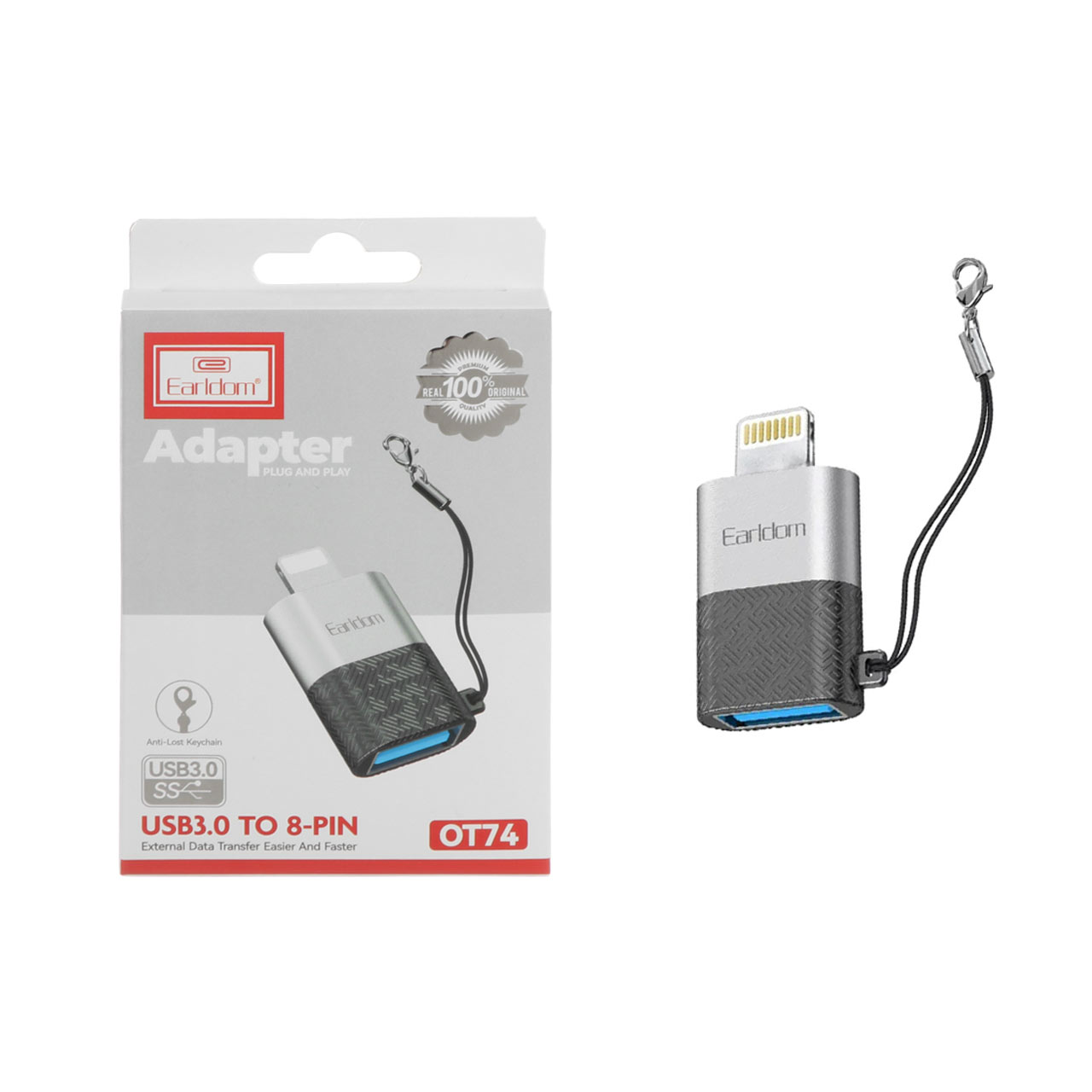 تبدیل Earldom USB TO Lightning مدل ET-OT74 - نقره ای