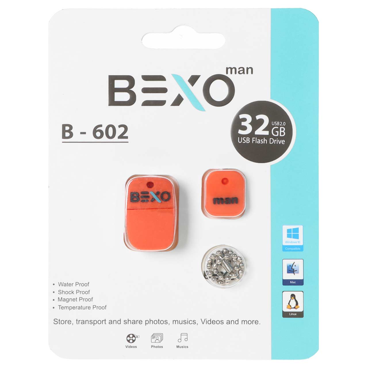 BEXO B-602 USB2.0 Flash Memory-32GB (گارانتی داده پردازی آواتک) نارنجی