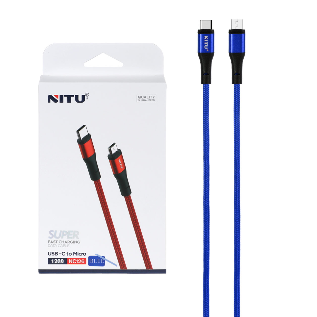 کابل شارژ فست NITU Type-C to Micro USB مدل NC126 - آبی (گارانتی 18 ماه تعویض نیکان همراه)