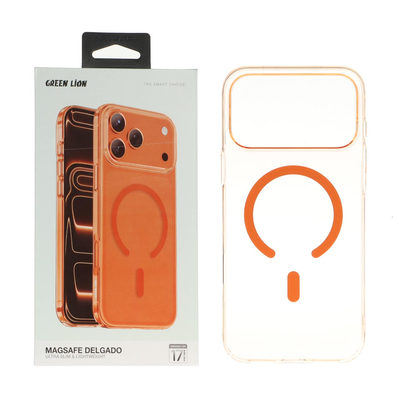 قاب اورجینال شفاف Green Lion Magsafe Delgado مدل Apple iPhone 17 Pro Max - نارنجی (پک دار)