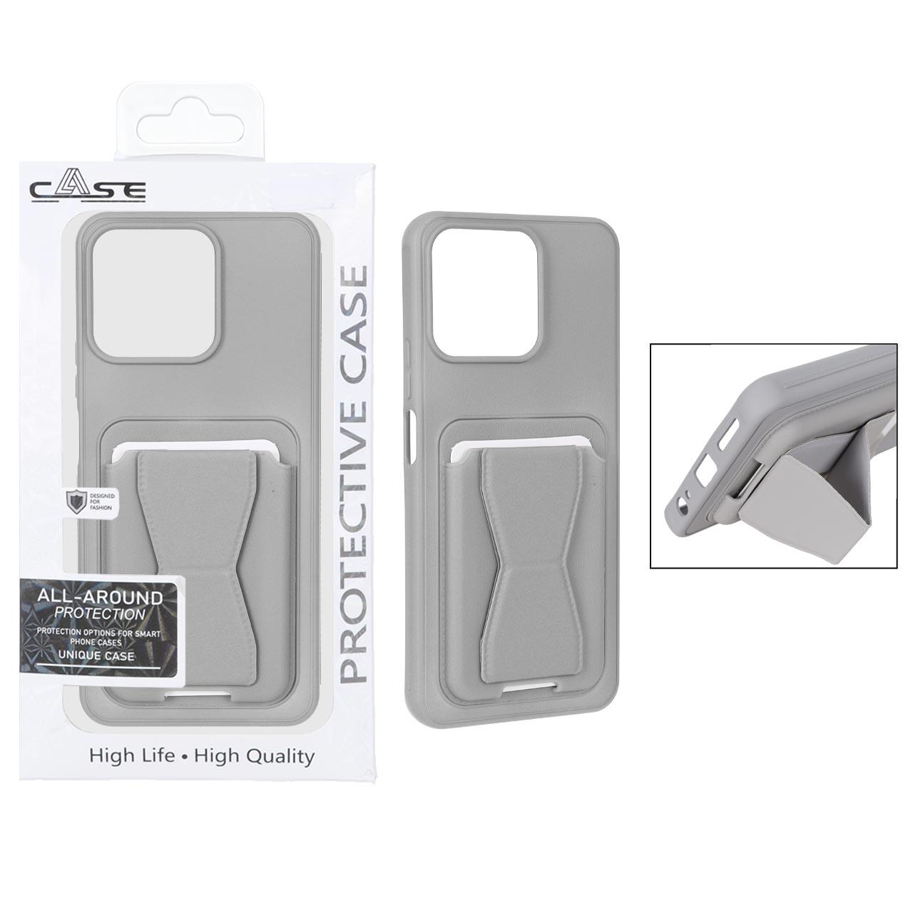 قاب چرمی Magsafe جاکارتی استندشو مگنتی Honor X7d - طوسی (پک دار)