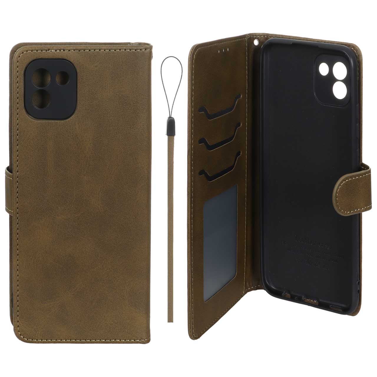 کیف موبایل مگنتی درجه یک داخل خز MNC Plus مدل Samsung Galaxy A03 - سبز زیتونی