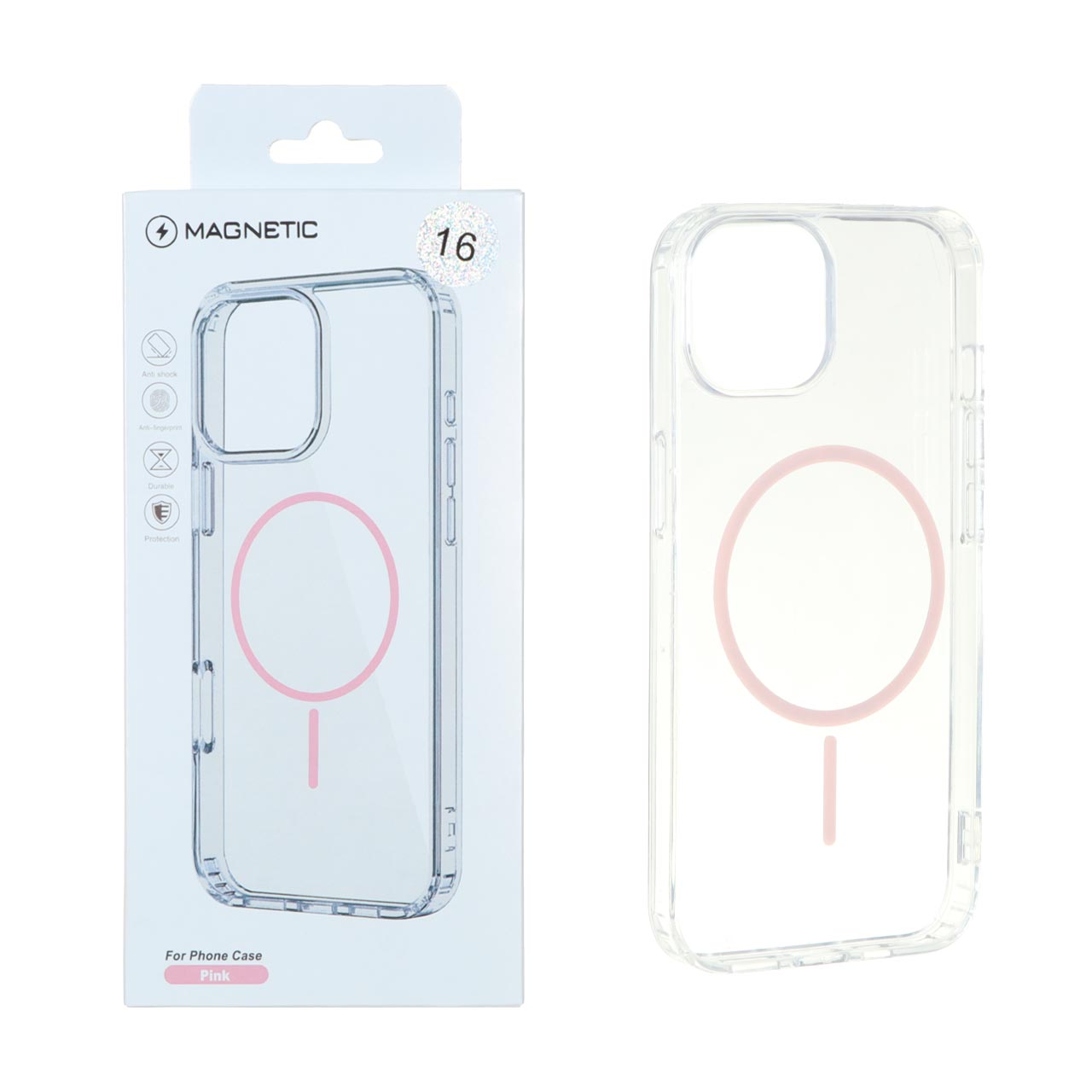 قاب اورجینال Magnetic دور ژله ای MagSafe مدل Apple iPhone 13 / iPhone 14 - صورتی (پک دار)