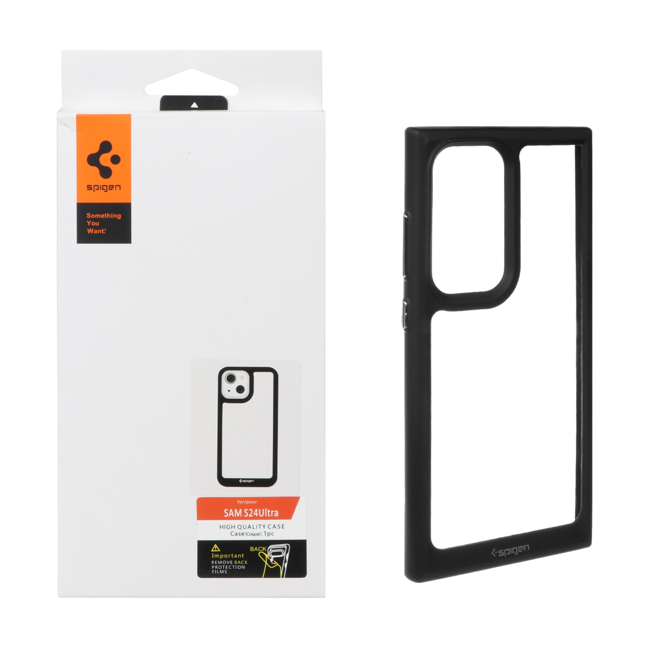 قاب اورجینال Spigen مدل Samsung Galaxy S24 Ultra - شفاف مشکی