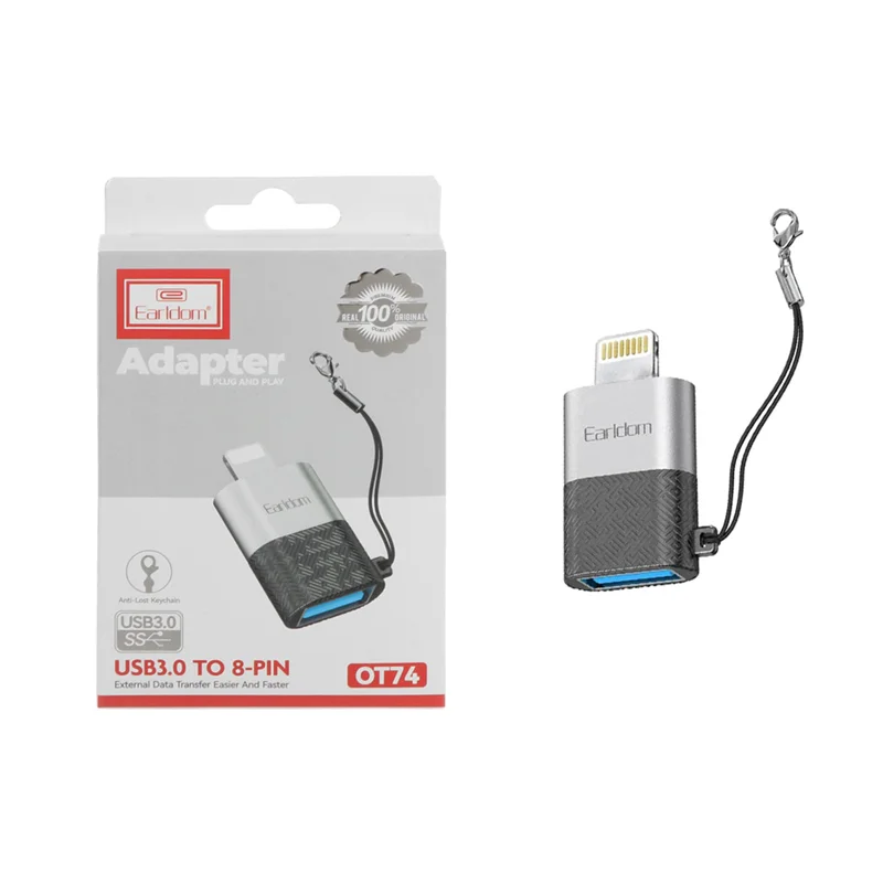 تبدیل Earldom USB TO Lightning مدل ET-OT74 - نقره ای