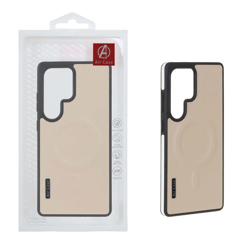 قاب چرمی اورجینال Air Case Magsafe مدل Samsung Galaxy S25 Ultra - نسکافه ای (پک دار)