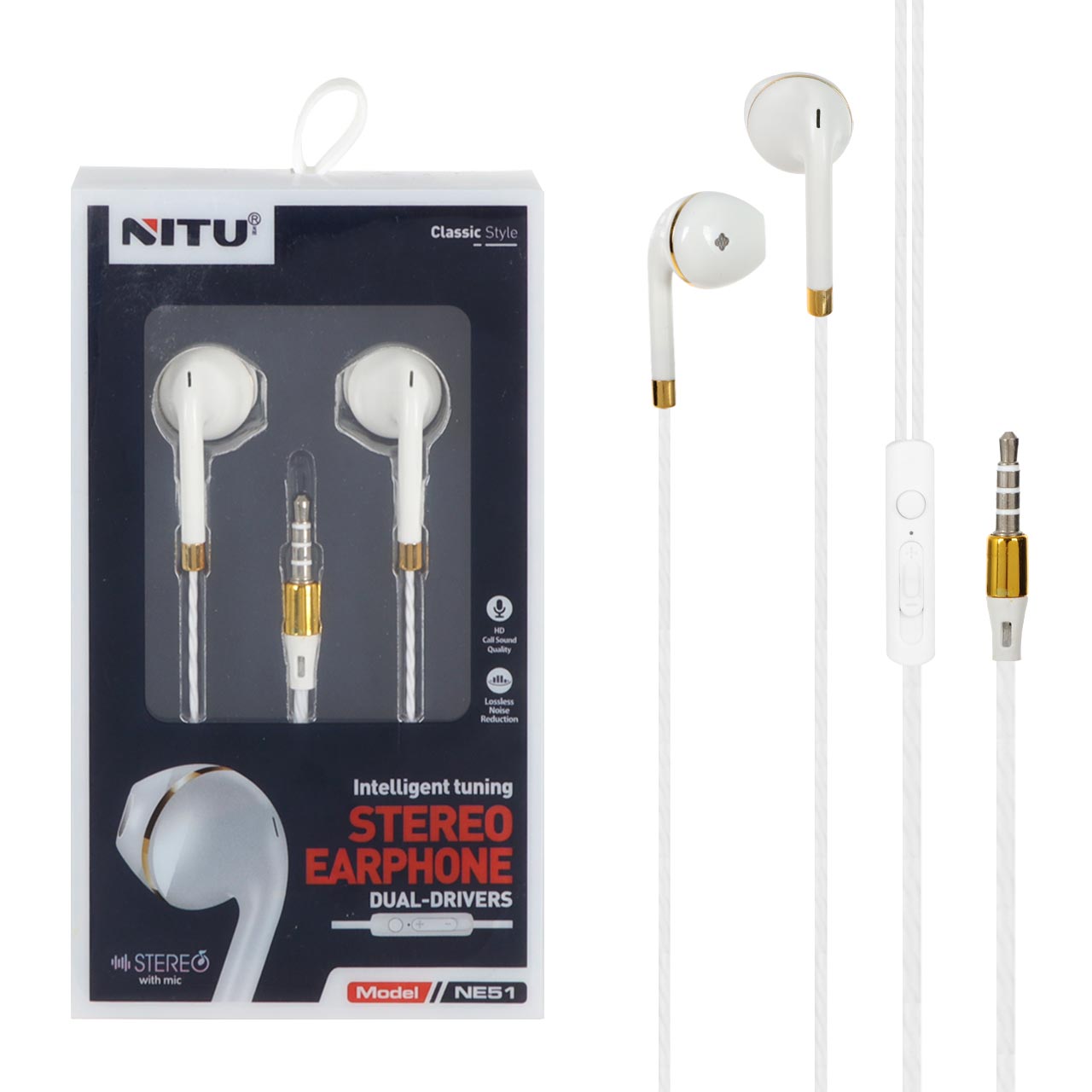 هندزفری باسیم Nitu مدل NE51 - سفید