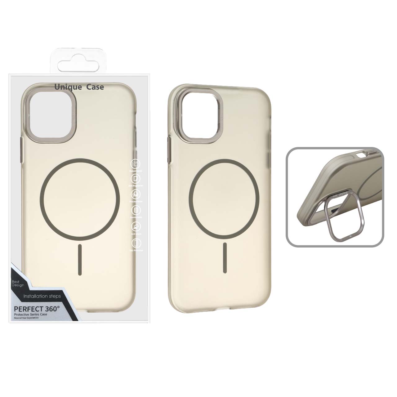 قاب Bracket Lens مات MagSafe لنز استندشو Apple iPhone 11 - خاکستری (پک دار)