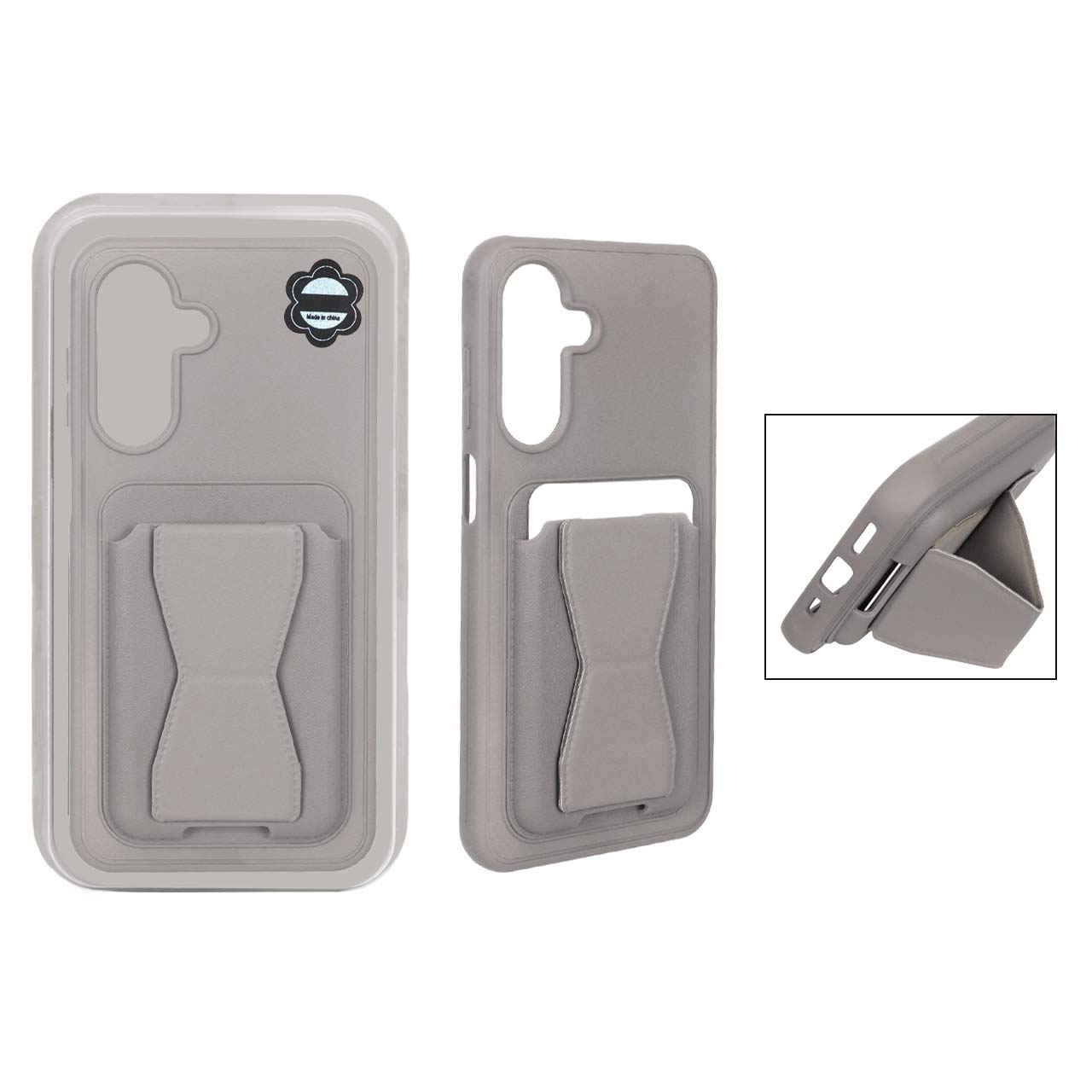 قاب چرمی Magsafe جاکارتی استندشو مگنتی Samsung Galaxy A17 / A26 - خاکی (پک دار) - MPS