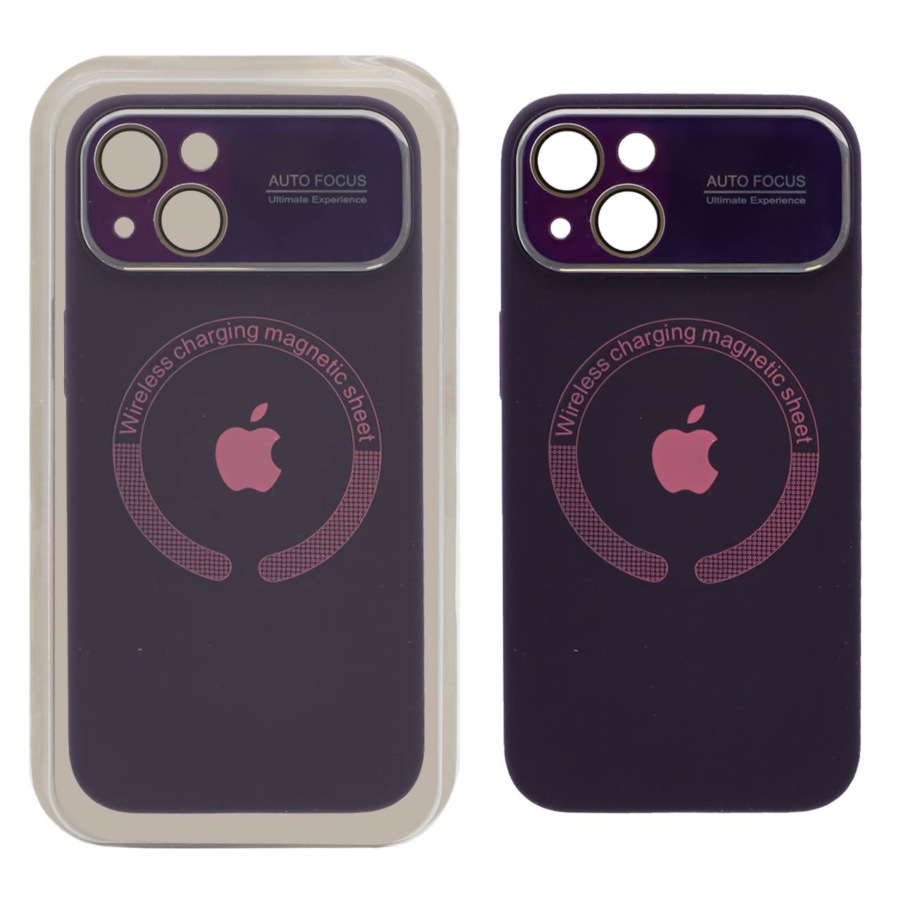 قاب سیلیکونی اورجینال Auto Focus Magsafe مدل Apple iPhone 13 / iPhone 14 - بادمجانی (پک دار)