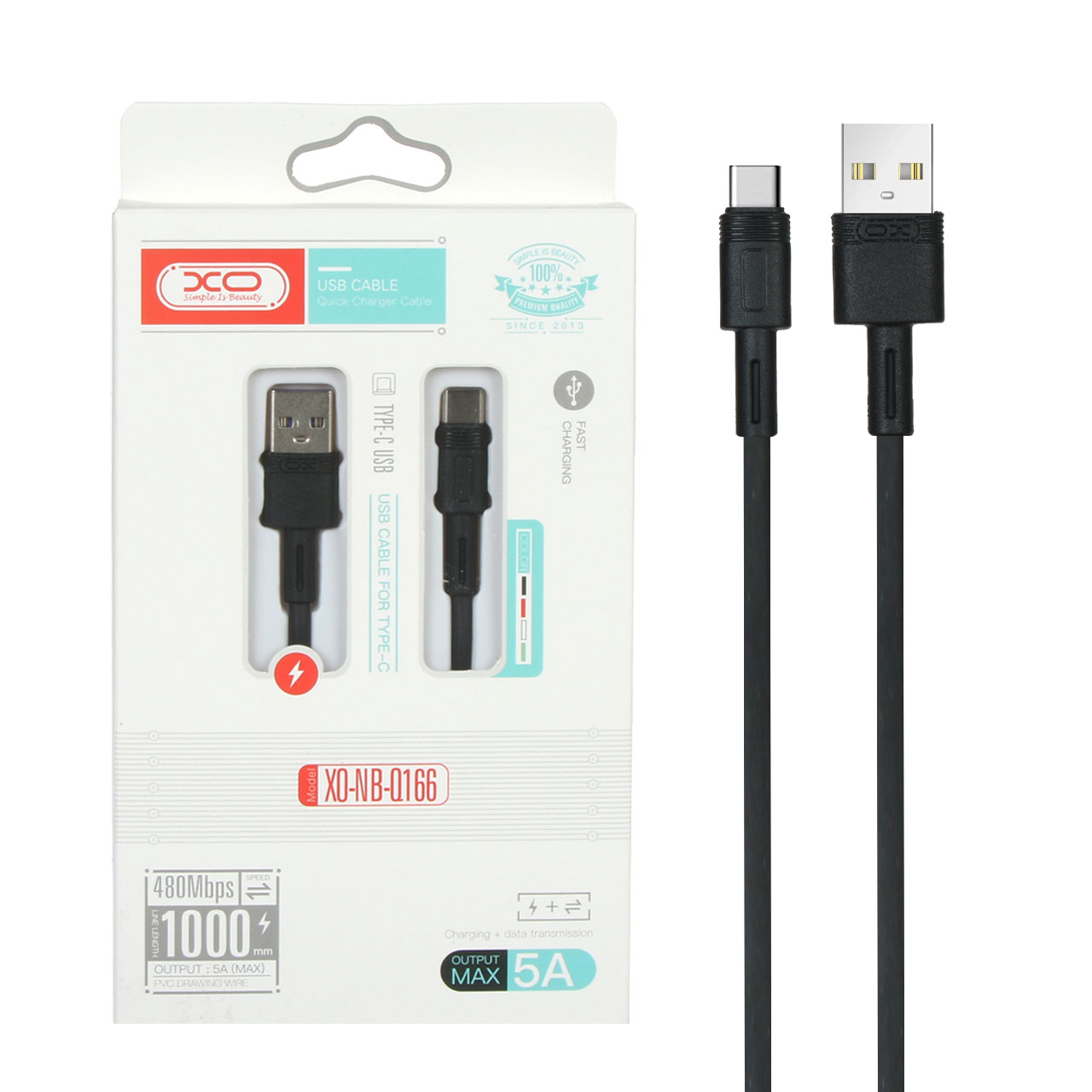 کابل شارژ فست XO Type-C مدل XO-NB-Q166 - مشکی