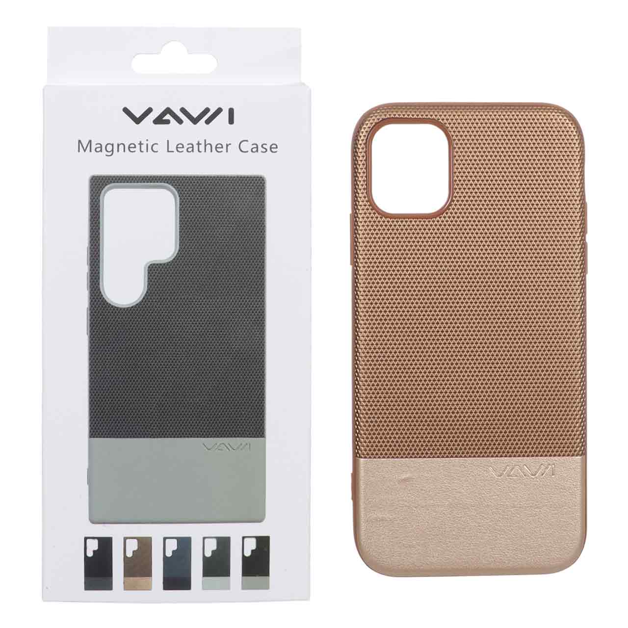 قاب Vawi چرمی دو تکه MagSafe مدل Apple iPhone 11 - طلایی (پک دار)