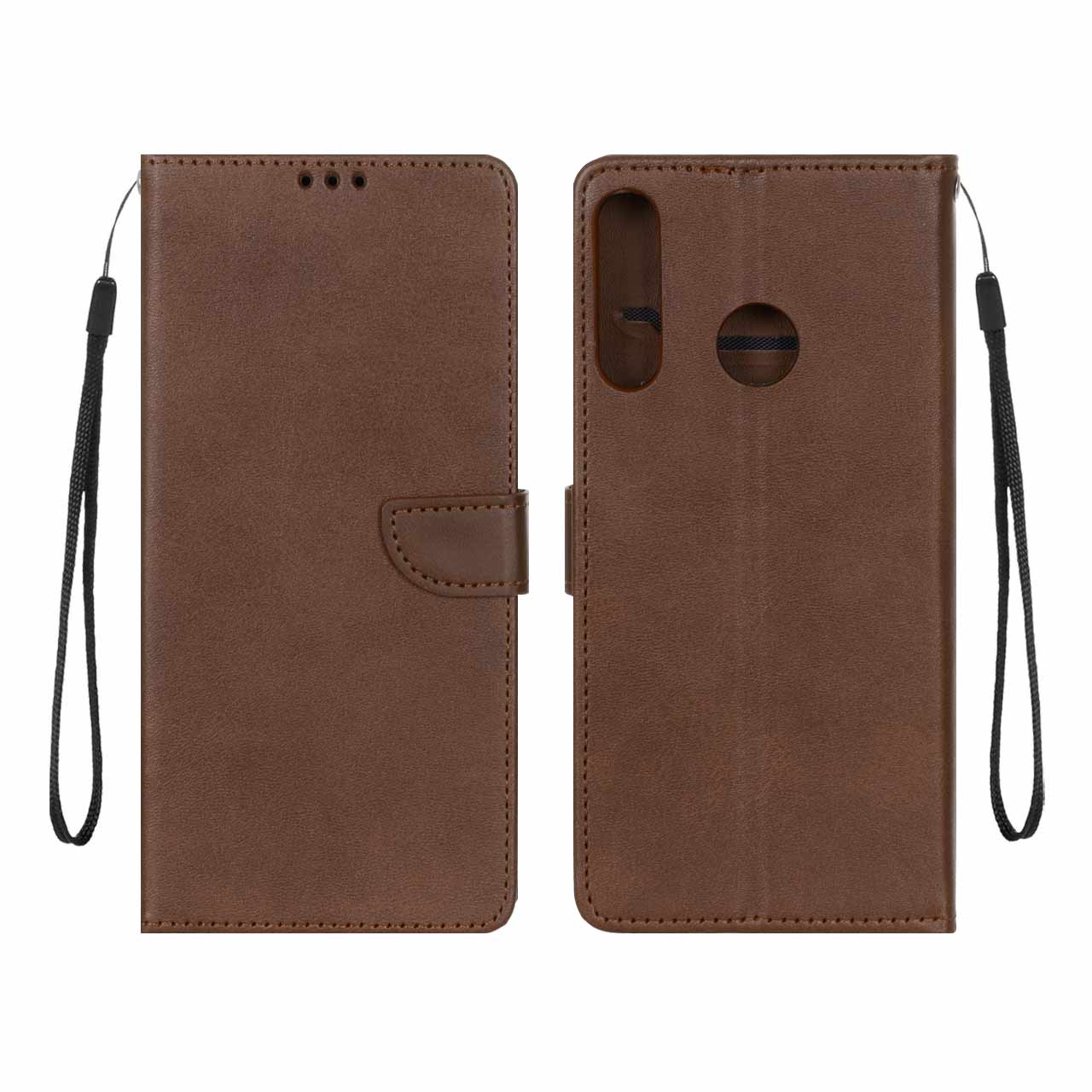 کیف چرمی موبایل مگنتی محافظ لنزدار Huawei Y7p - قهوه ای