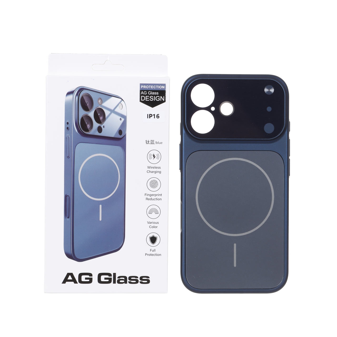 قاب اورجینال AG Glass محافظ لنز برجسته شیشه ای Magsafe مدل Apple iPhone 16 - سرمه ای
