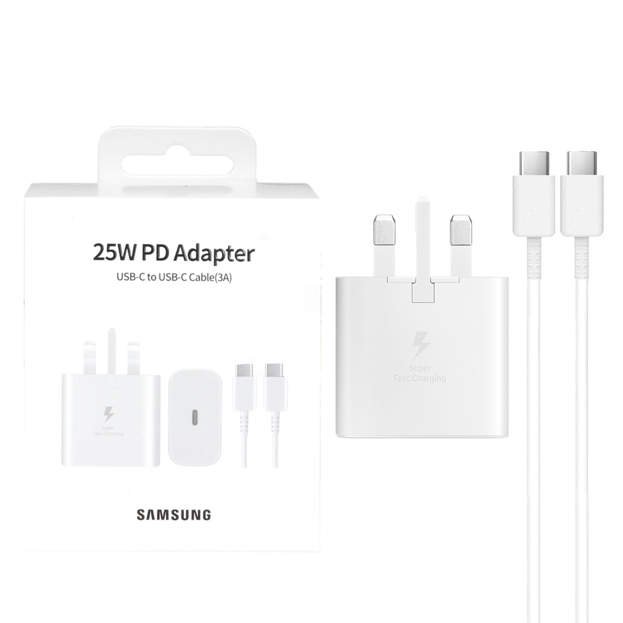 شارژر دیواری سه پین فست و PD تک پورت SAMSUNG Type-C مدل EP-TA800 25W به همراه کابل شارژ Type-C - سفید - ویتنام (گارانتی پارتیان پایا) درجه یک