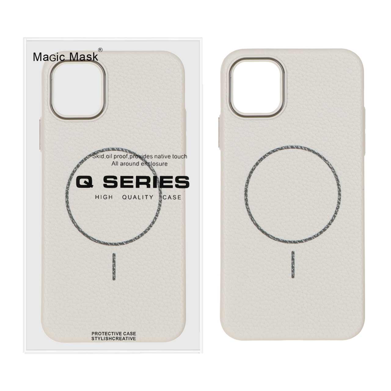 قاب اورجینال Magic Mask طرح چرم Magsafe مدل Apple iPhone 11 Pro Max - کرم (پک دار)