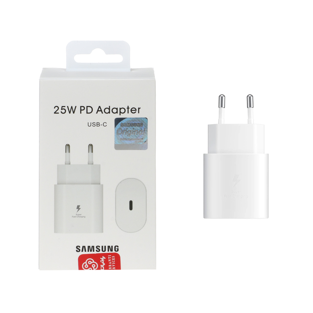 شارژر دو پین SAMSUNG 25W ـ TA800 ( فست و PD) سفید ( پارتیان پایا) درجه یک