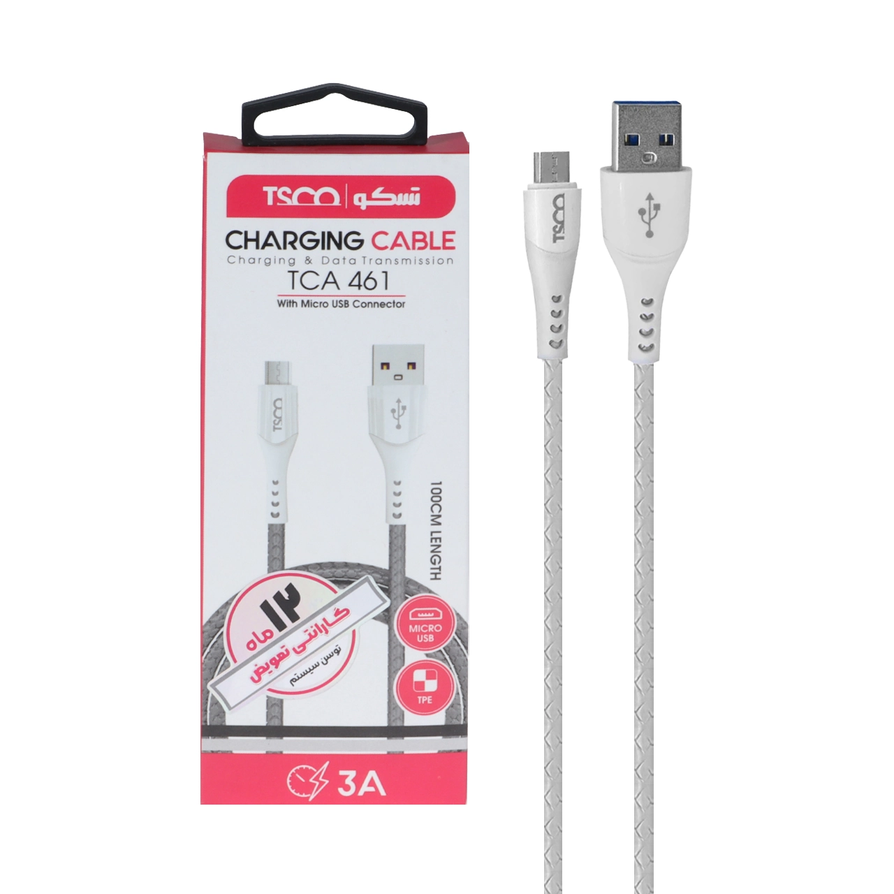 کابل شارژ فست اندروید TSCO مدل TCA 461 - سفید