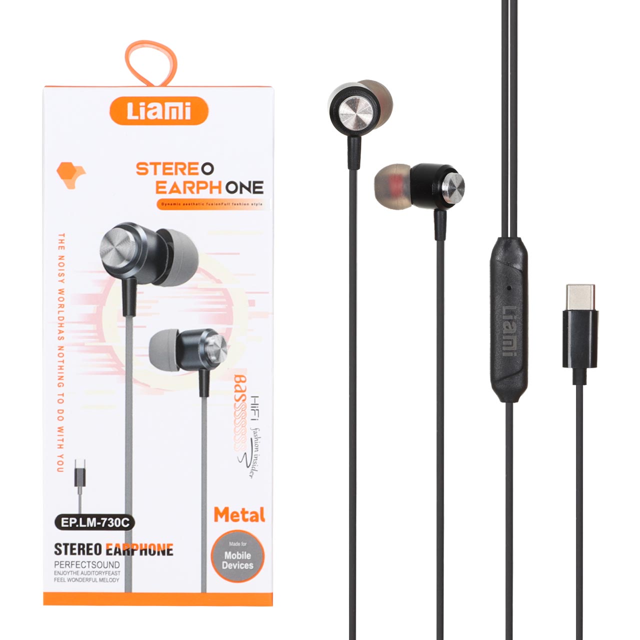 هندزفری باسیم با پورت Liami Type-C مدل EP.LM-730C - مشکی (گارانتی شش ماهه شرکتی)