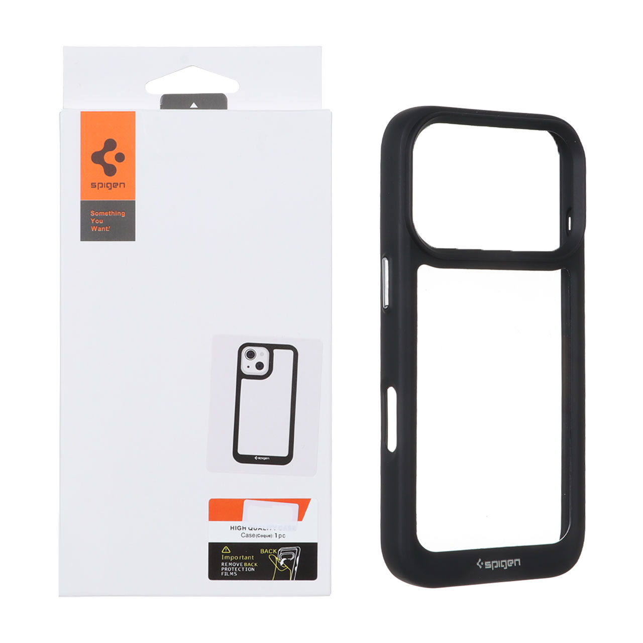 قاب اورجینال Spigen مدل Apple iPhone 17 Pro - شفاف مشکی (پک دار)