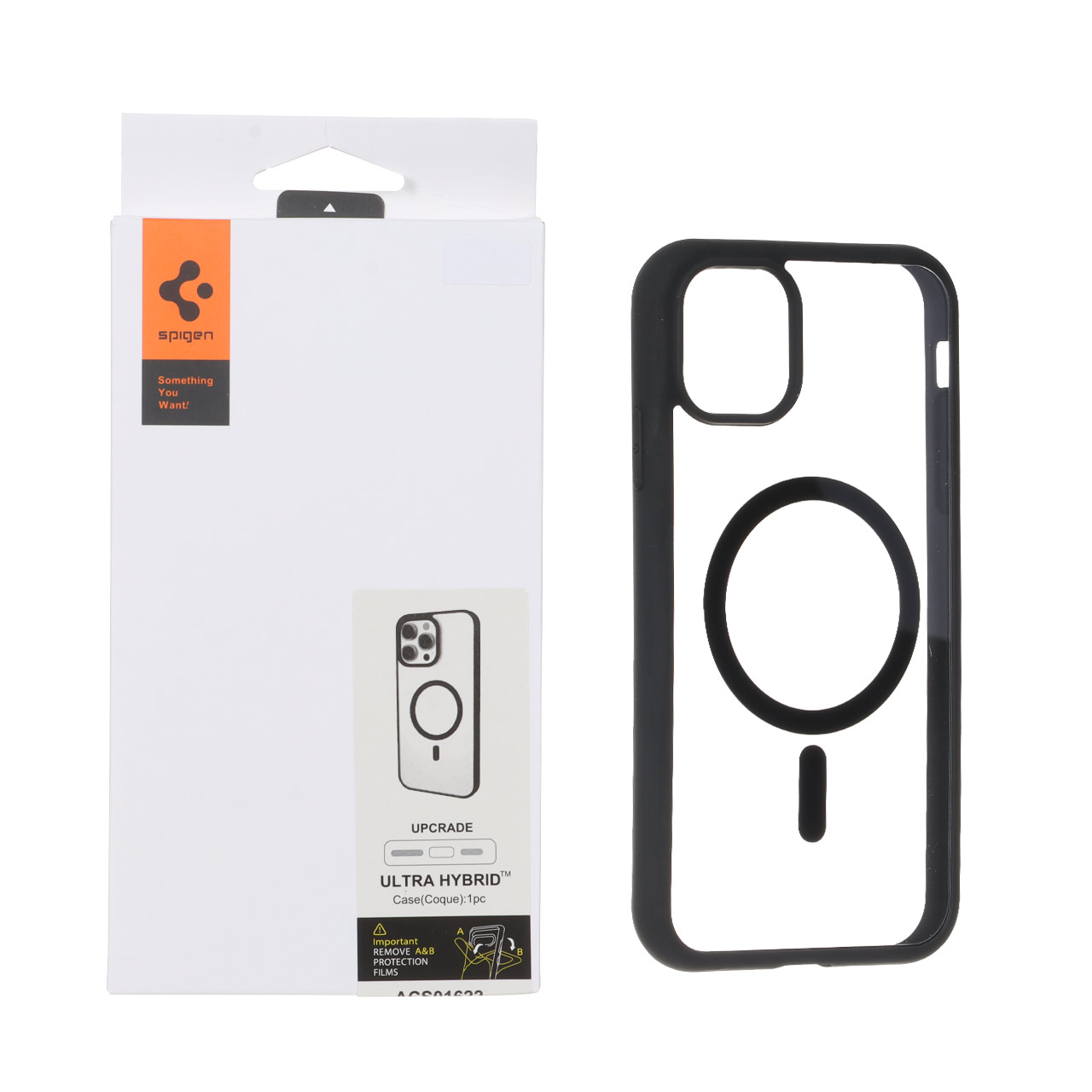 قاب اورجینال Magsafe Spigen با توری اسپیکر فلزی Apple iPhone 11 - شفاف مشکی (پک دار)