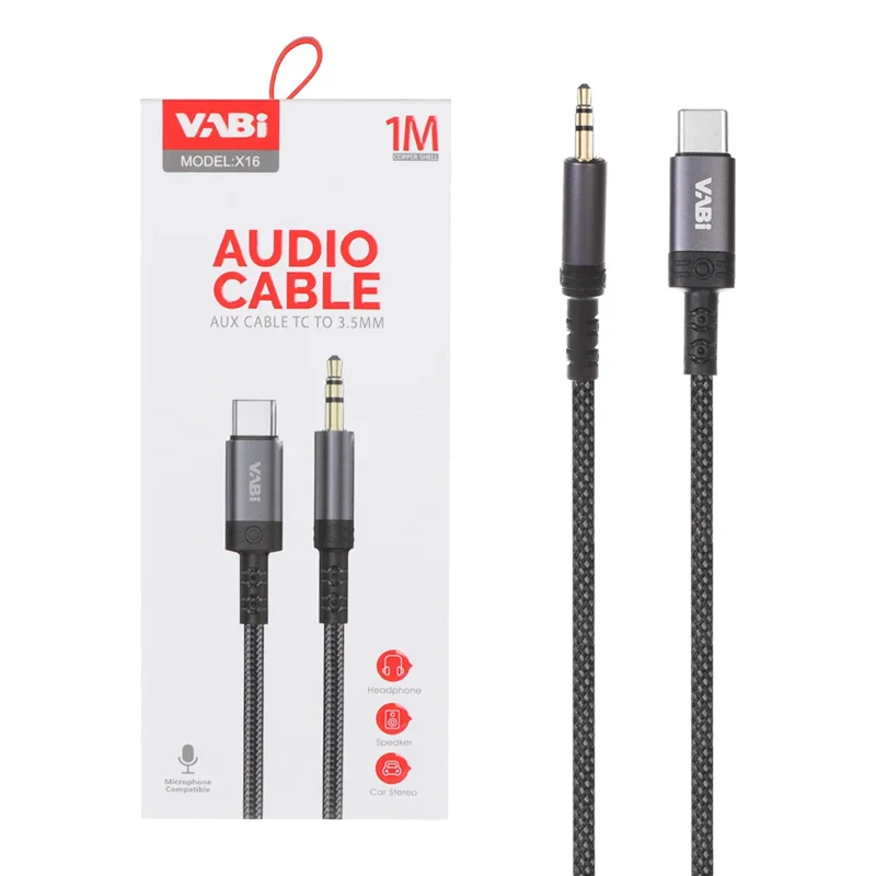 کابل VABI AUX TO Type-C مدل X16 - مشکی
