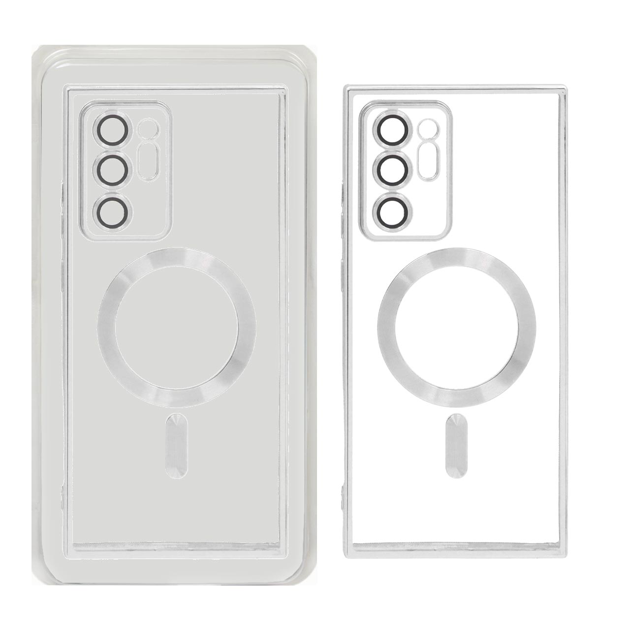 قاب اورجینال الکترواستاتیک Magsafe لنز گلس دار Samsung Galaxy Note20 Ultra - نقره ای (پک دار)