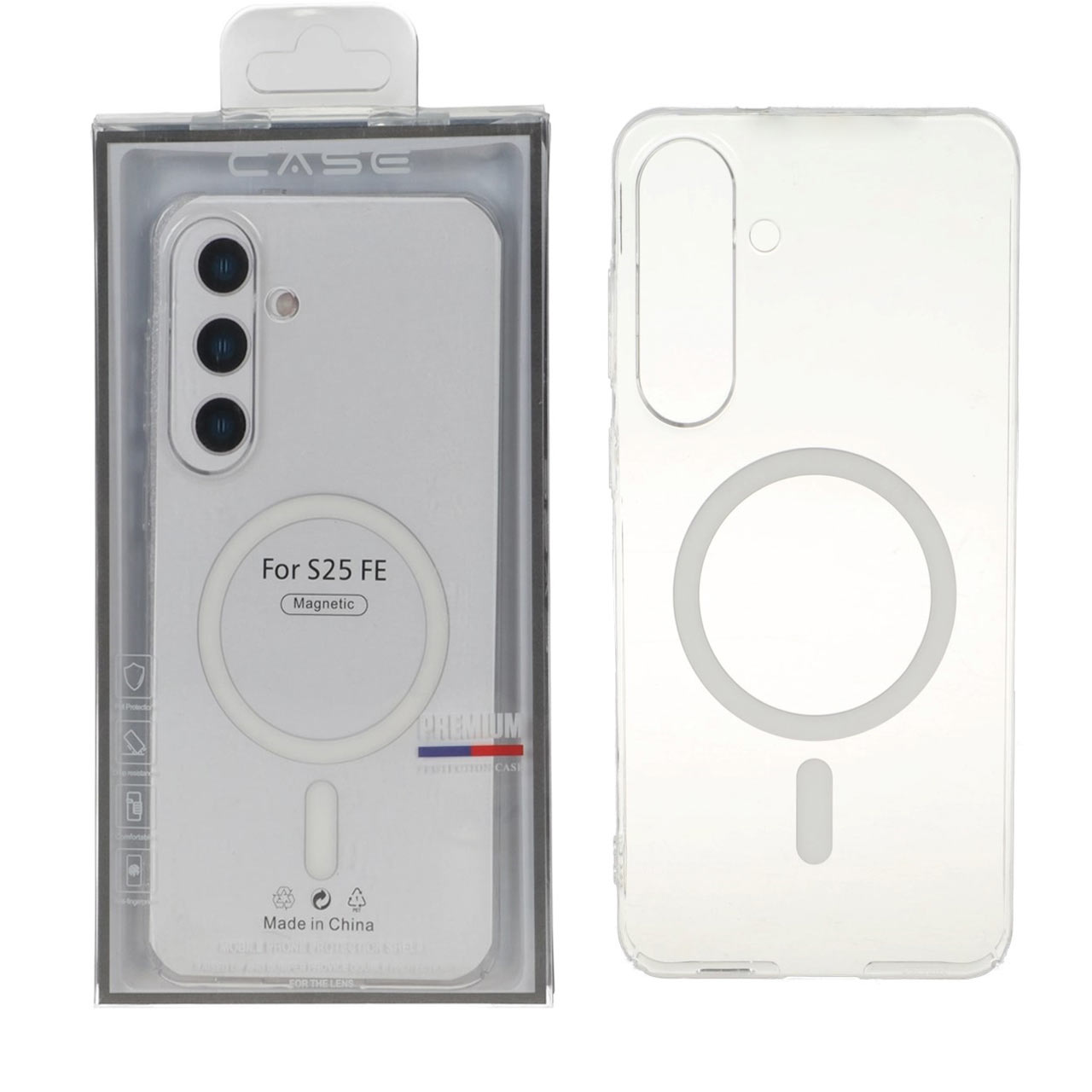 قاب اورجینال کریستالی MagSafe شفاف Premium مدل Samsung Galaxy S25 FE (پک دار)