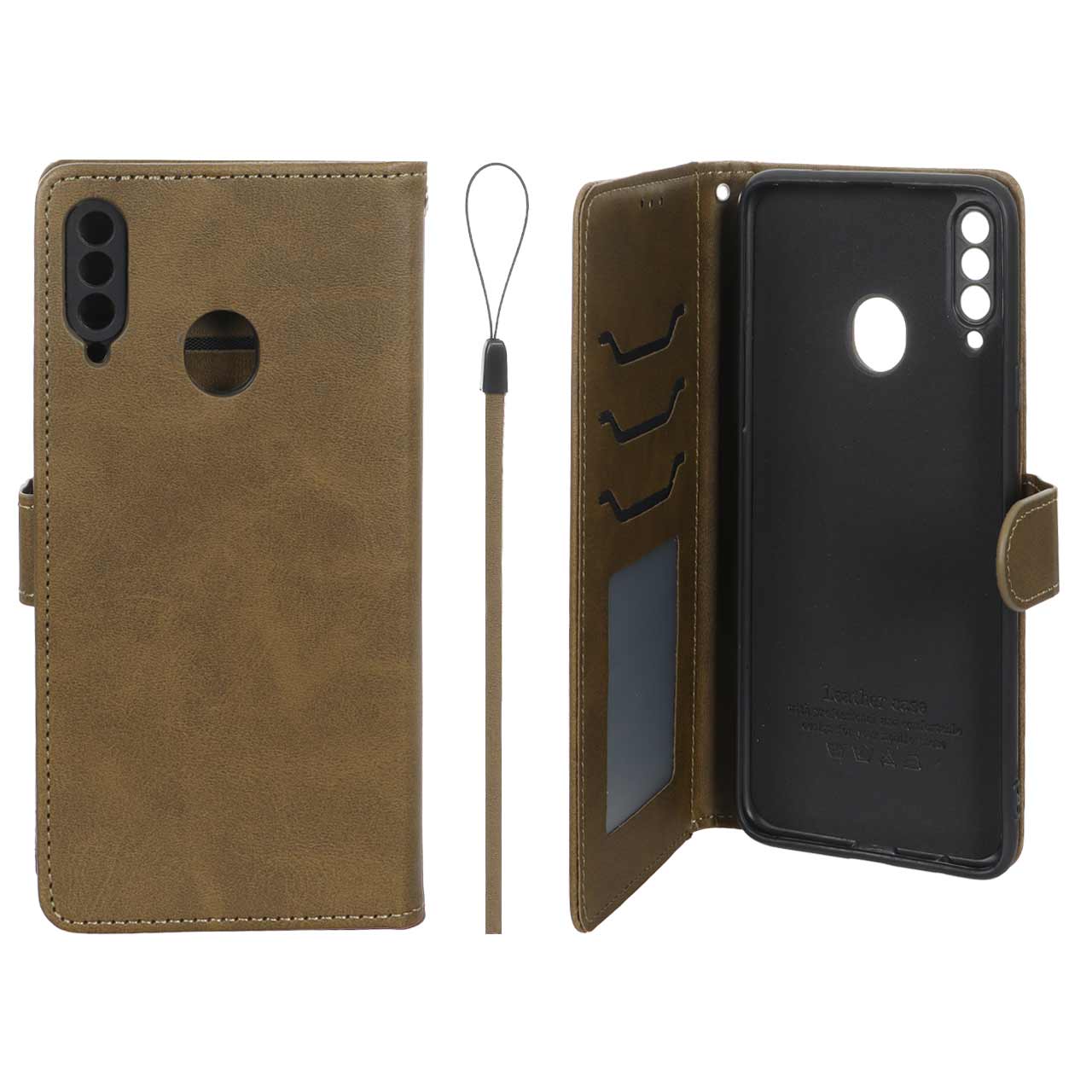 کیف موبایل مگنتی درجه یک داخل خز MNC Plus مدل Samsung Galaxy A20s - سبز زیتونی