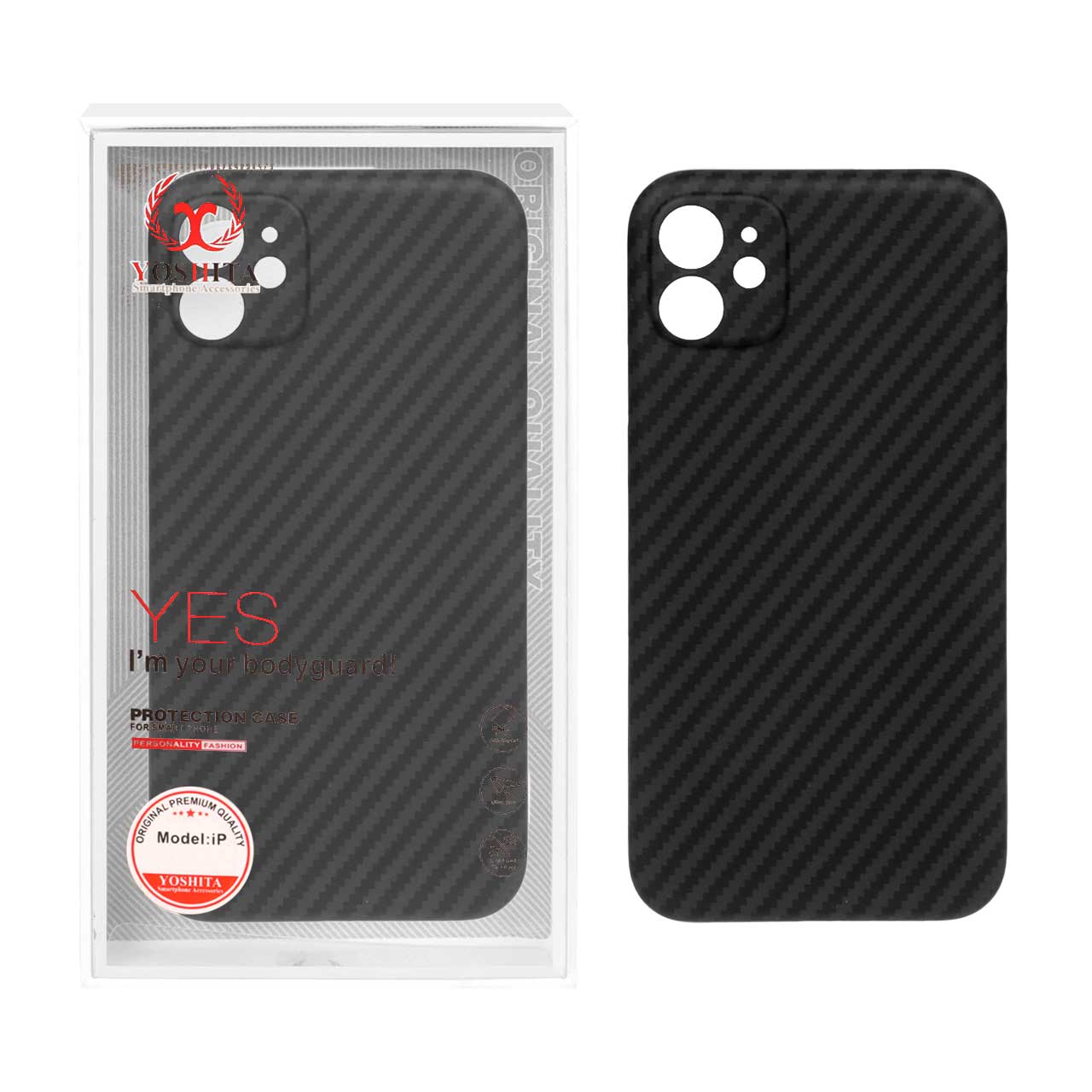 قاب اورجینال Yoshita طرح کربن محافظ لنزدار Apple iPhone 11 (پک دار)