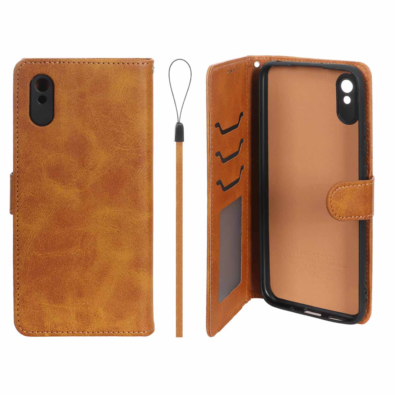 کیف موبایل مگنتی درجه یک داخل خز MNC Plus مدل Xiaomi Redmi 9A / Redmi 9A Sport / Redmi 9AT - عسلی