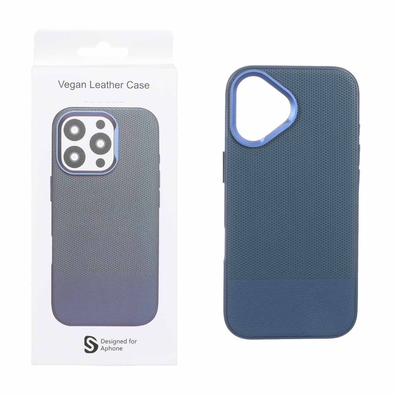 قاب اورجینال Vegan Leather Case چرمی دو تکه Apple iPhone 17 - سرمه ای (پک دار) - MPS