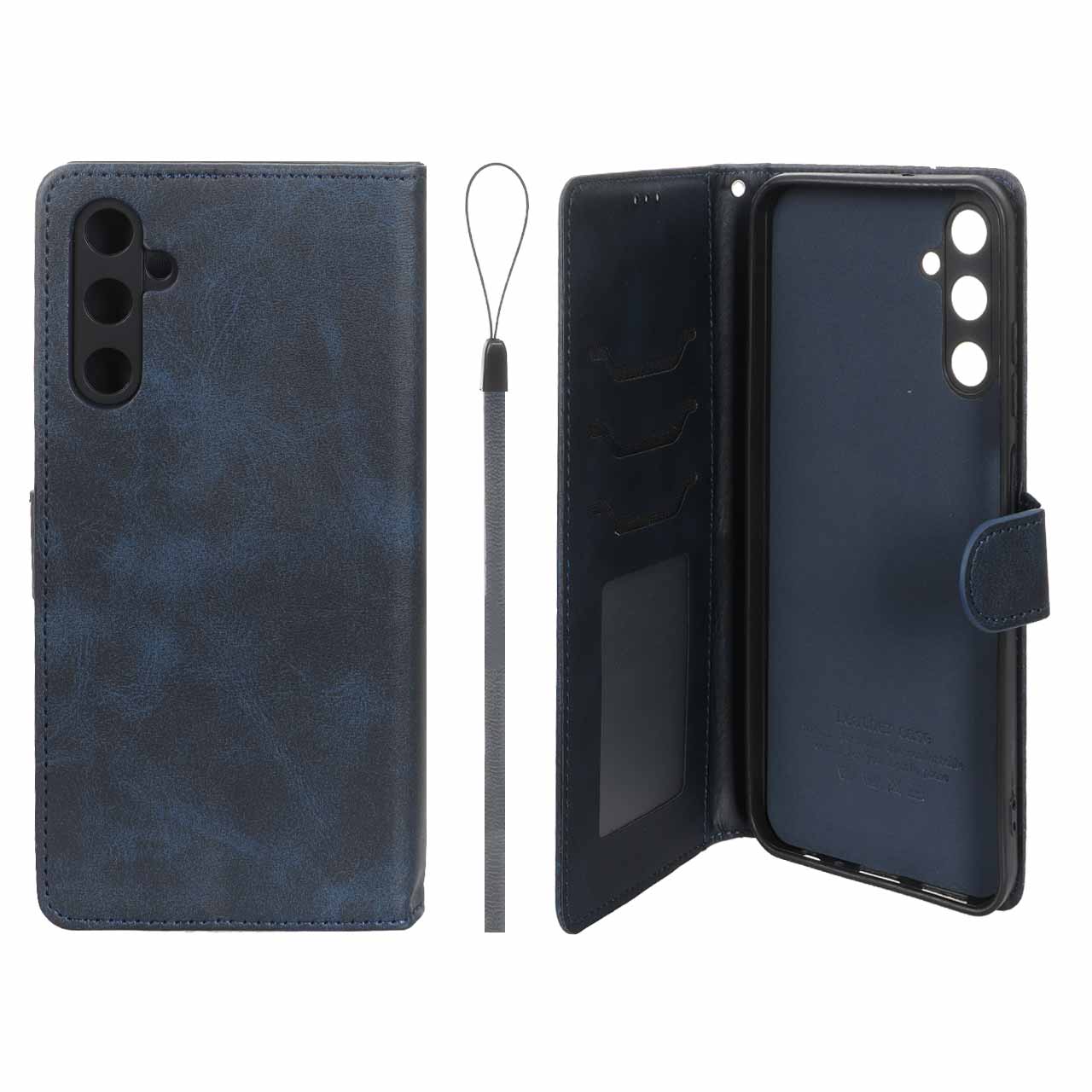 کیف موبایل مگنتی درجه یک داخل خز MNC Plus مدل Samsung Galaxy A05s - سرمه ای