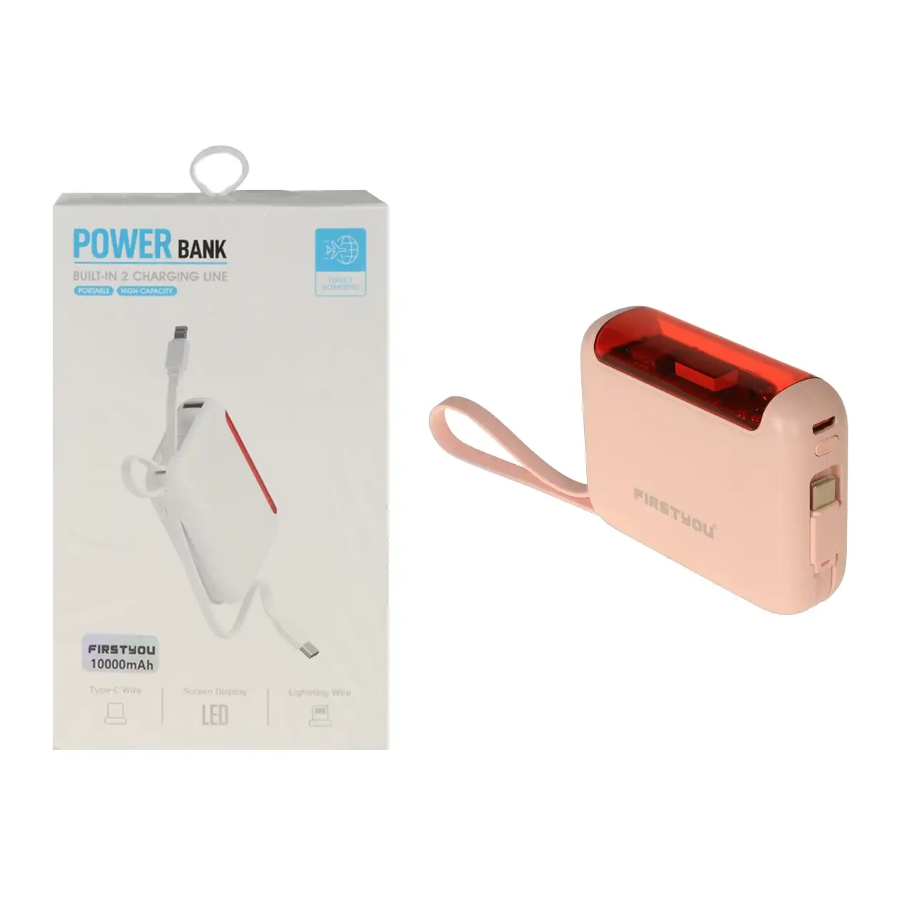 پاوربانک فست شارژ FirstYou 10000mAh مدل OM04 - صورتی - MMS (گارانتی شش ماهه YA)
