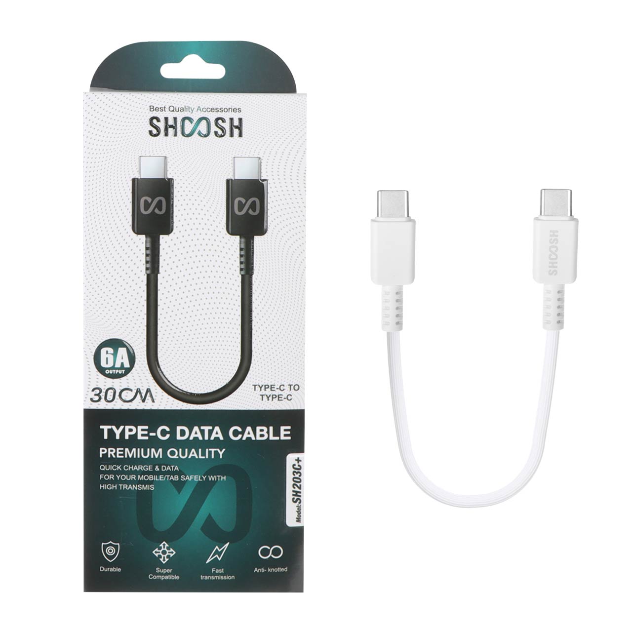 کابل شارژ فست پاوربانک Shoosh Type-C To Type-C مدل SH203C+ - سفید - SMO
