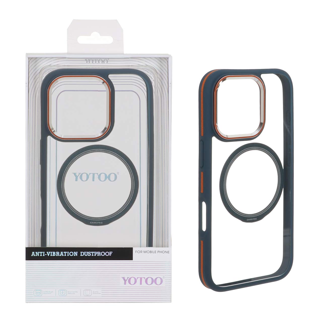 قاب اورجینال Yotoo شفاف MagSafe لنز فلزی Apple iPhone 16 Pro - سرمه ای (پک دار) - NTC