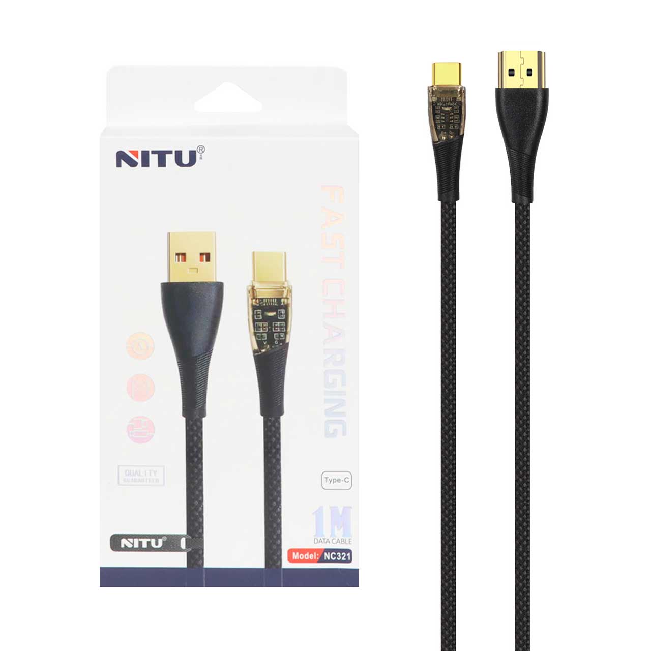 کابل شارژ فست NITU Type-C مدل NC321 - مشکی