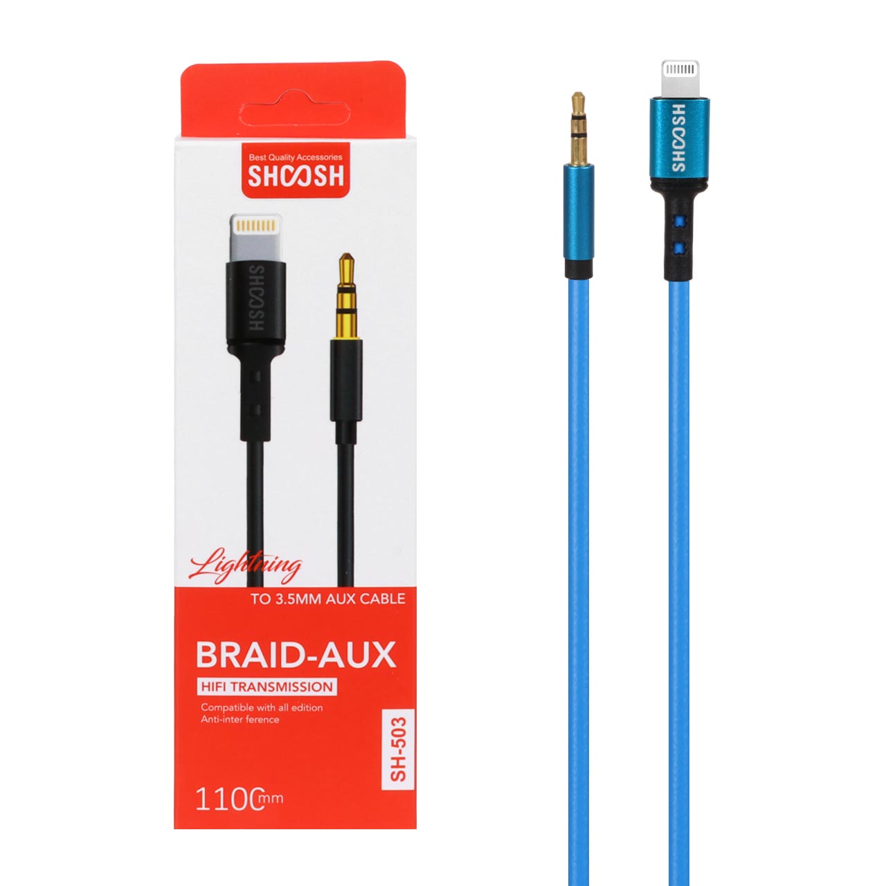 کابل تبدیل 1.1 متری Shoosh AUX TO Lightning مدل SH-503 - آبی - SMO