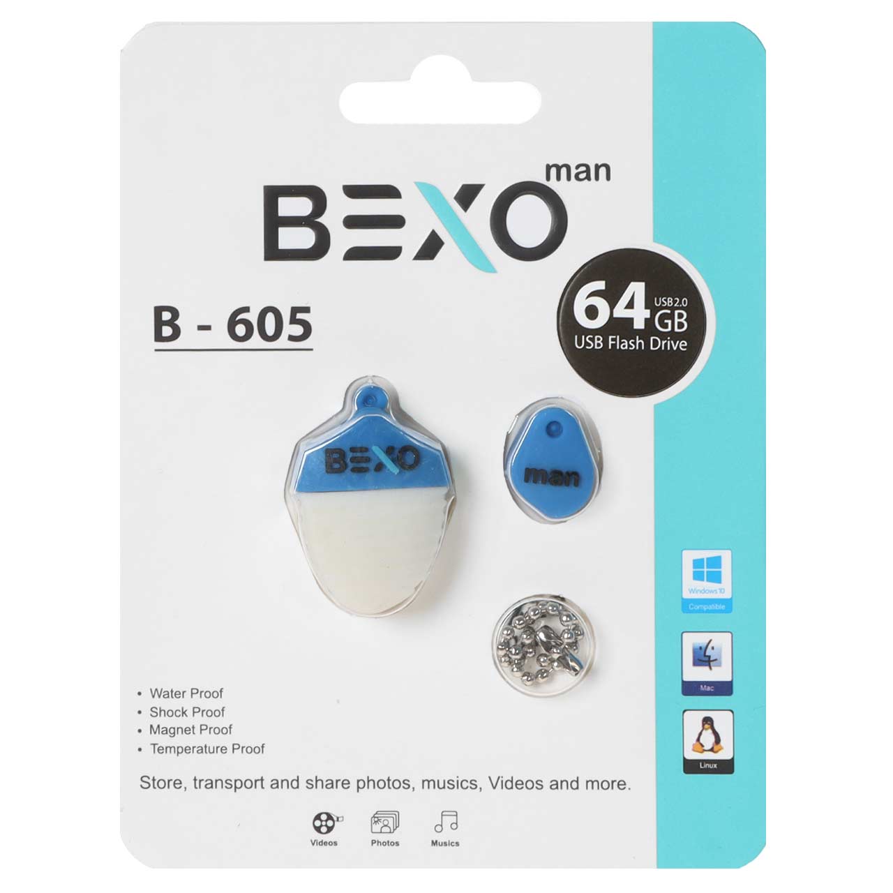 BEXO B-605 USB2.0 Flash Memory-64GB (گارانتی داده پردازی آواتک) آبی کاربنی